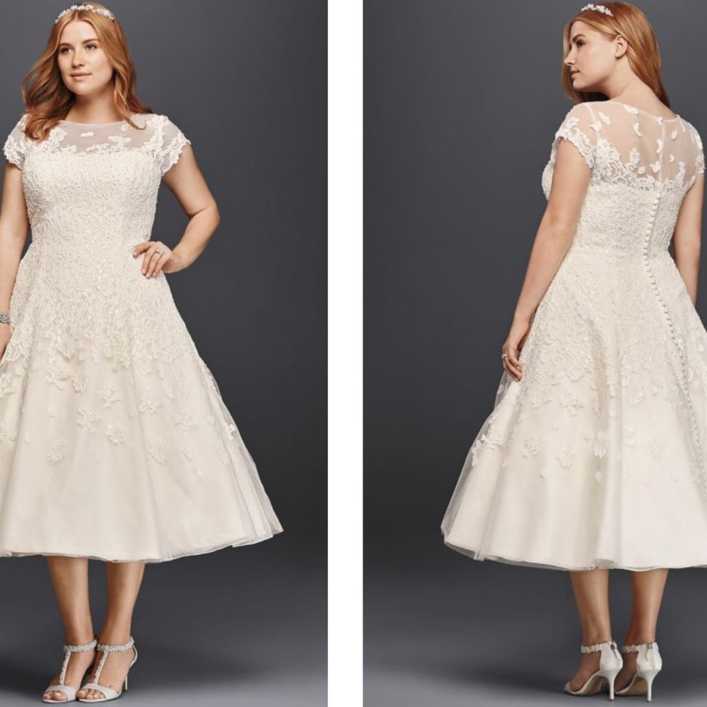 Oleg Cassini Ivory Wedding Dress, Veil, Garter Bundle - Never worn NWT - Size 14